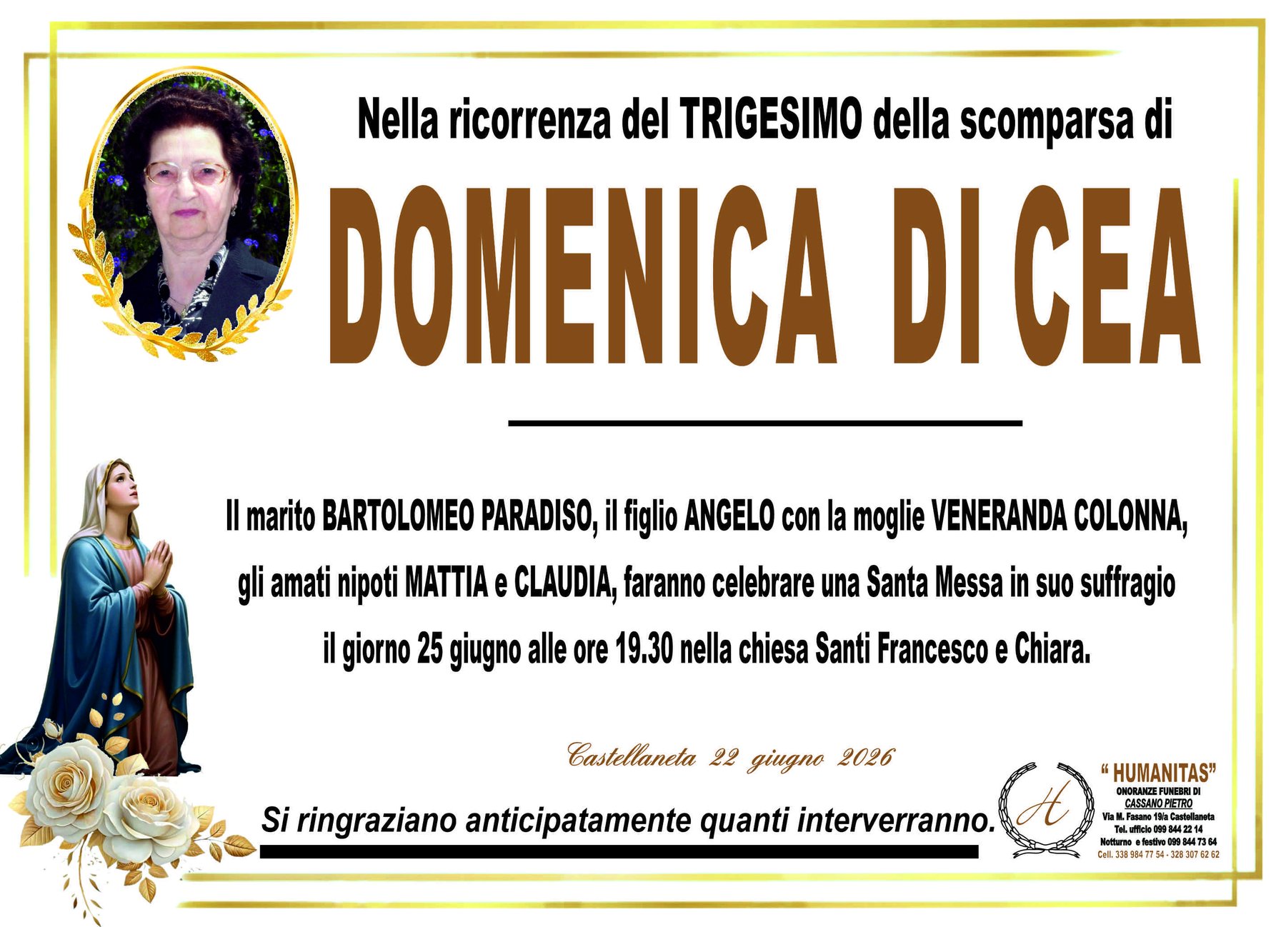 Manifesto di Domenica Di Cea
