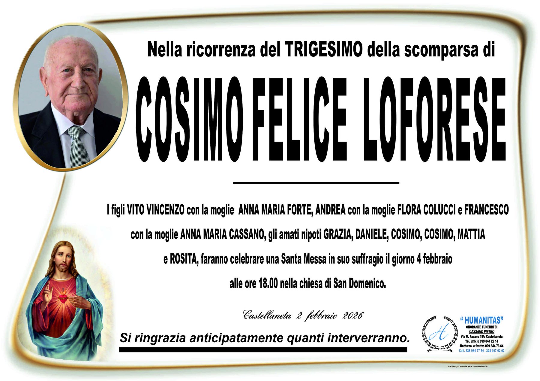 Manifesto di Cosimo Felice Loforese