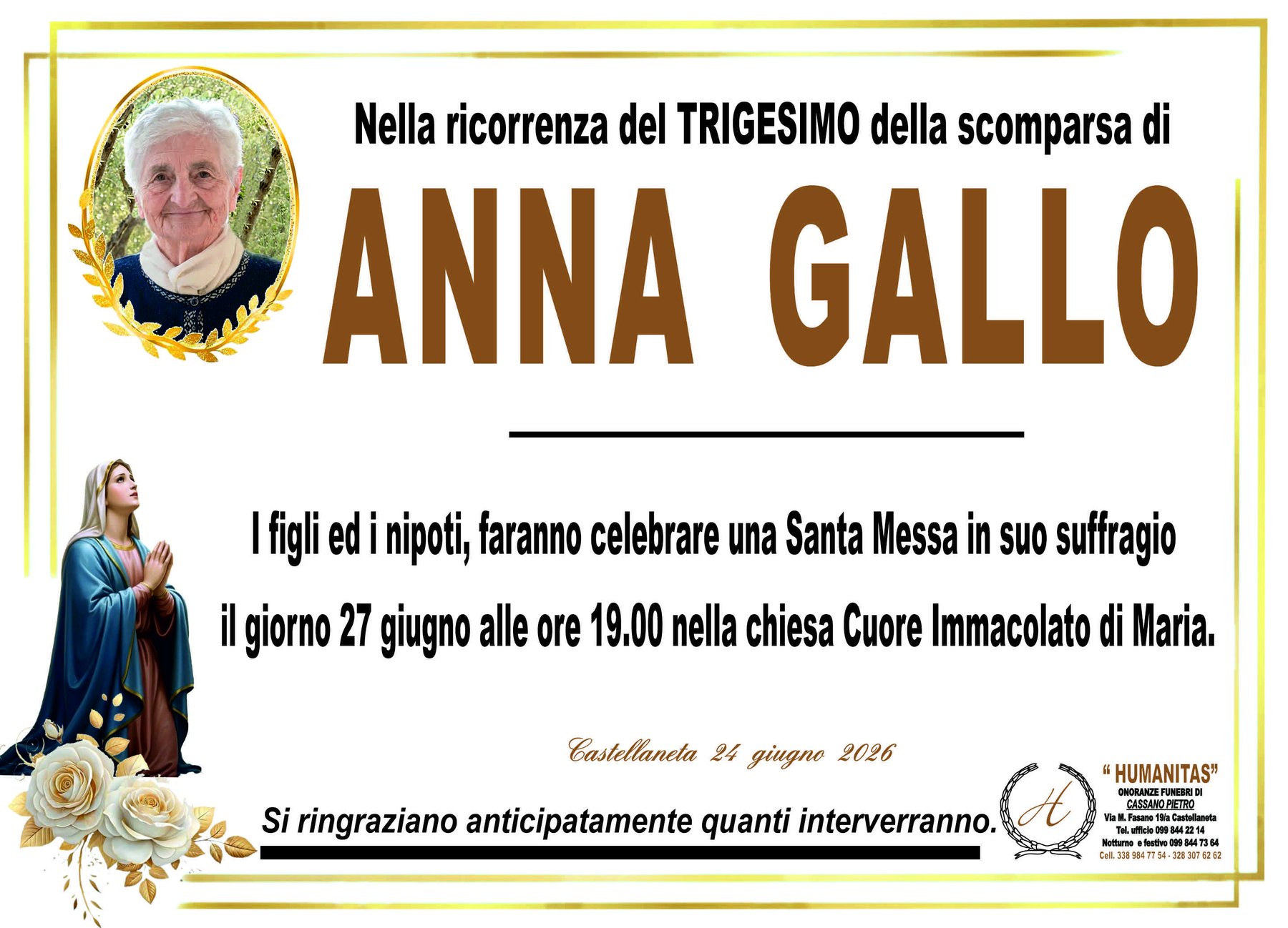 Manifesto di Anna Gallo