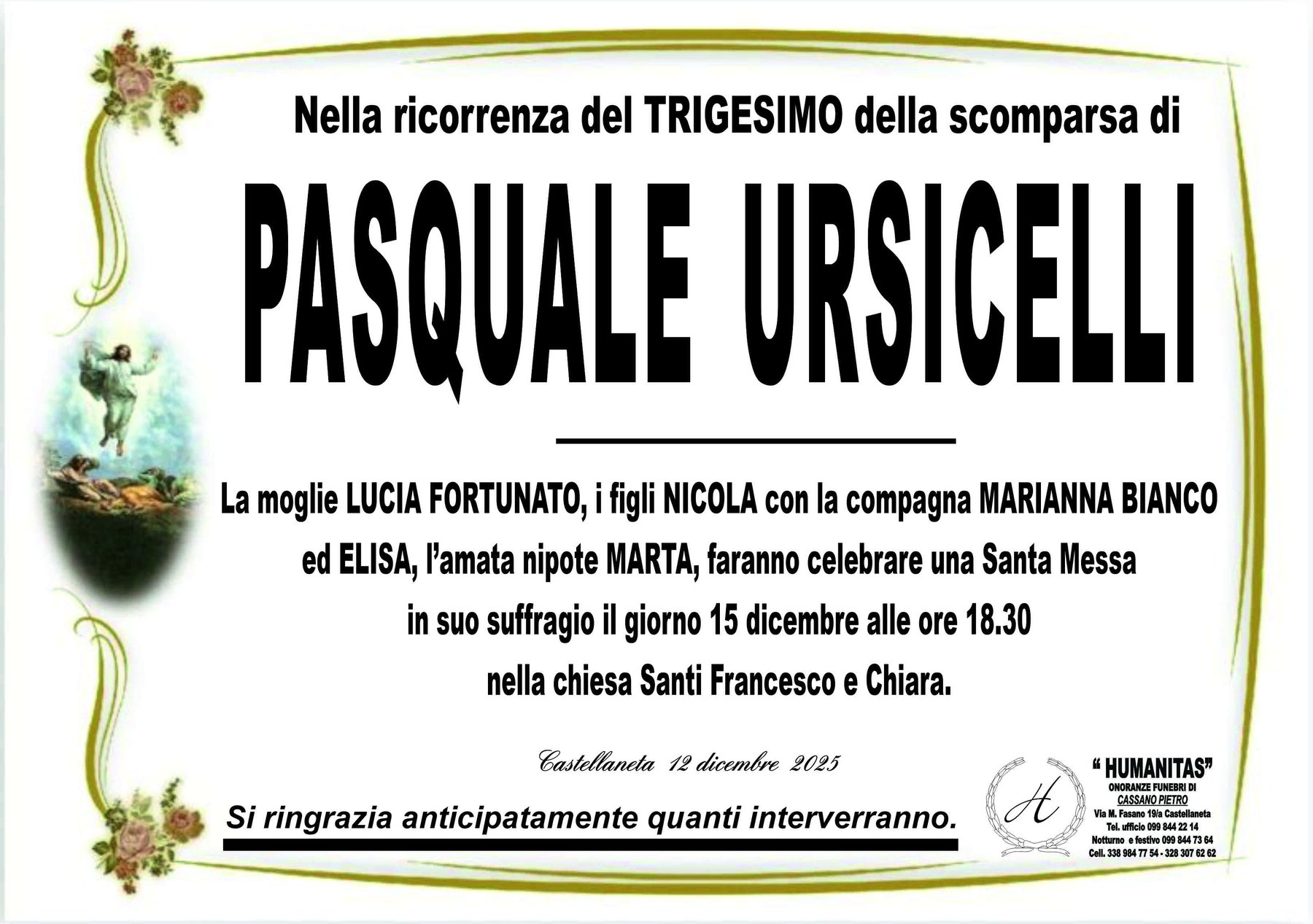 Manifesto di Pasquale Ursicelli