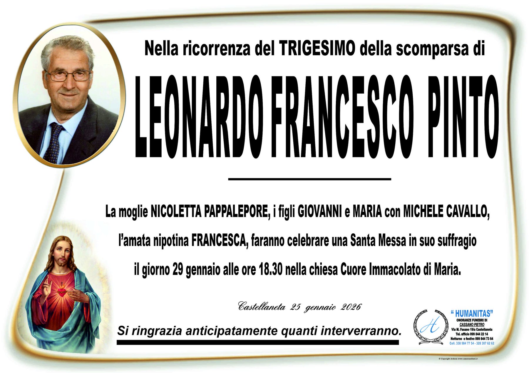 Manifesto di Leonardo Francesco Pinto